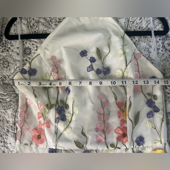 Lulu's Unique Impression Ivory 3D Floral Embroidered Halter Midi Dress - Picture 11 of 11